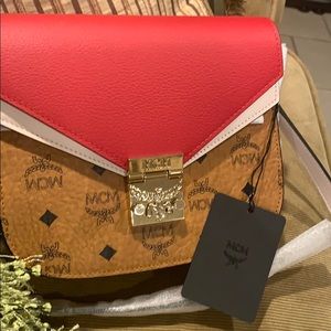 Mcm Patricia Shoulder Bag Cognac/Red